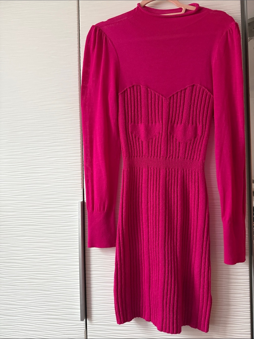 Anthropologie Fuchsia Ribbed Knit Mini
